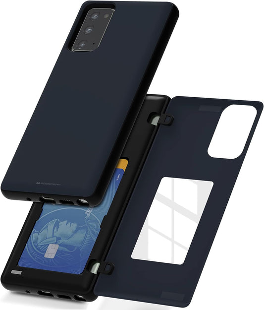 GOOSPERY Card Holder Wallet Case for Samsung Galaxy Note 20, Midnight Blue, Protective Dual Layer