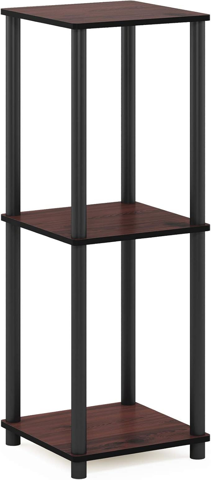 Furinno Turn-N-Tube End Table Corner Shelves, Set of 2, Dark Cherry/Black
