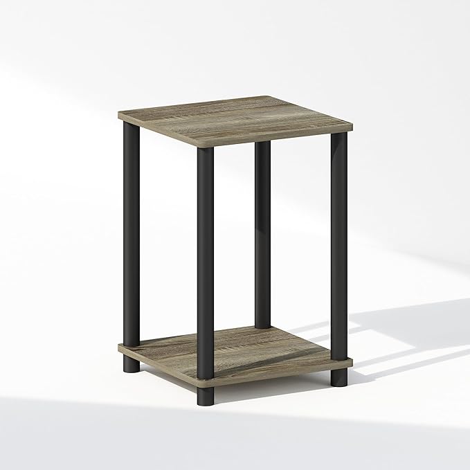 Furinno Turn-N-Tube Night Stand, 2-Tier Open Shelf Design Nightstand, Toolless Bedside Table, End Table, Side Table, for Bedroom, Living Room, French Oak