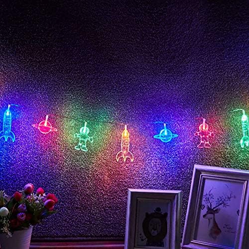 AceList Planet Astronaut String Lights, 20 LED USB Powered Space-Themed Fairy Lights with 8 Modes for Kids' Bedroom, Nursery, Party, and Holiday Decor(Warm)