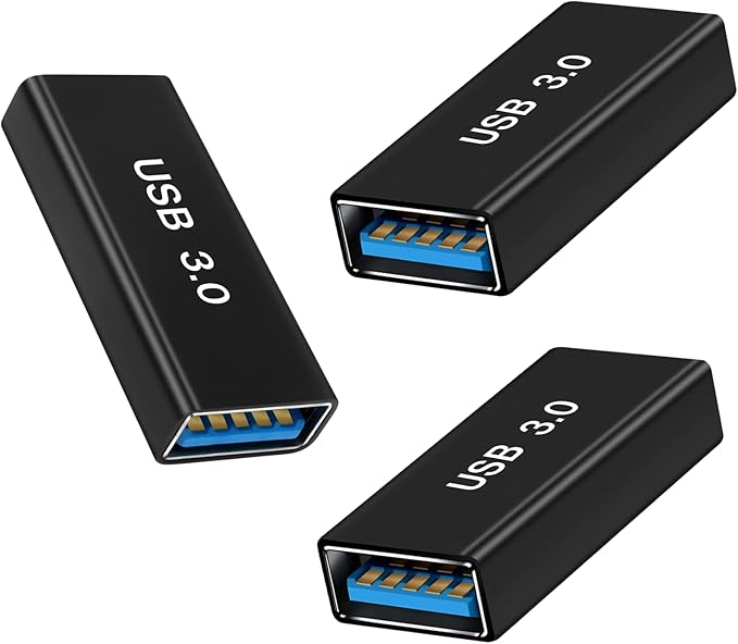 USB Female to Female Adapter (3 Pack), USB 3.0 to Type A 3.0 Coupler for Connecting Two USBA Male Ends Devices Converter Extension Connector, USB3.0 Extender Adapters