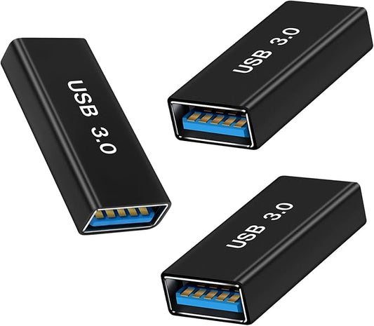 USB Female to Female Adapter (3 Pack), USB 3.0 to Type A 3.0 Coupler for Connecting Two USBA Male Ends Devices Converter Extension Connector, USB3.0 Extender Adapters