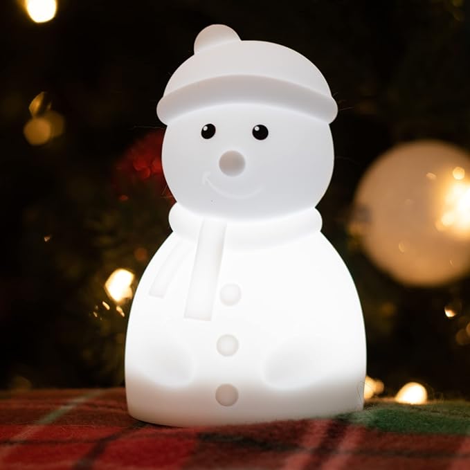 Lumipets Junior Snowman Night Light, Soft Silicone Material, 8 Soothing Colors, Cordless, Easy Control, Portable