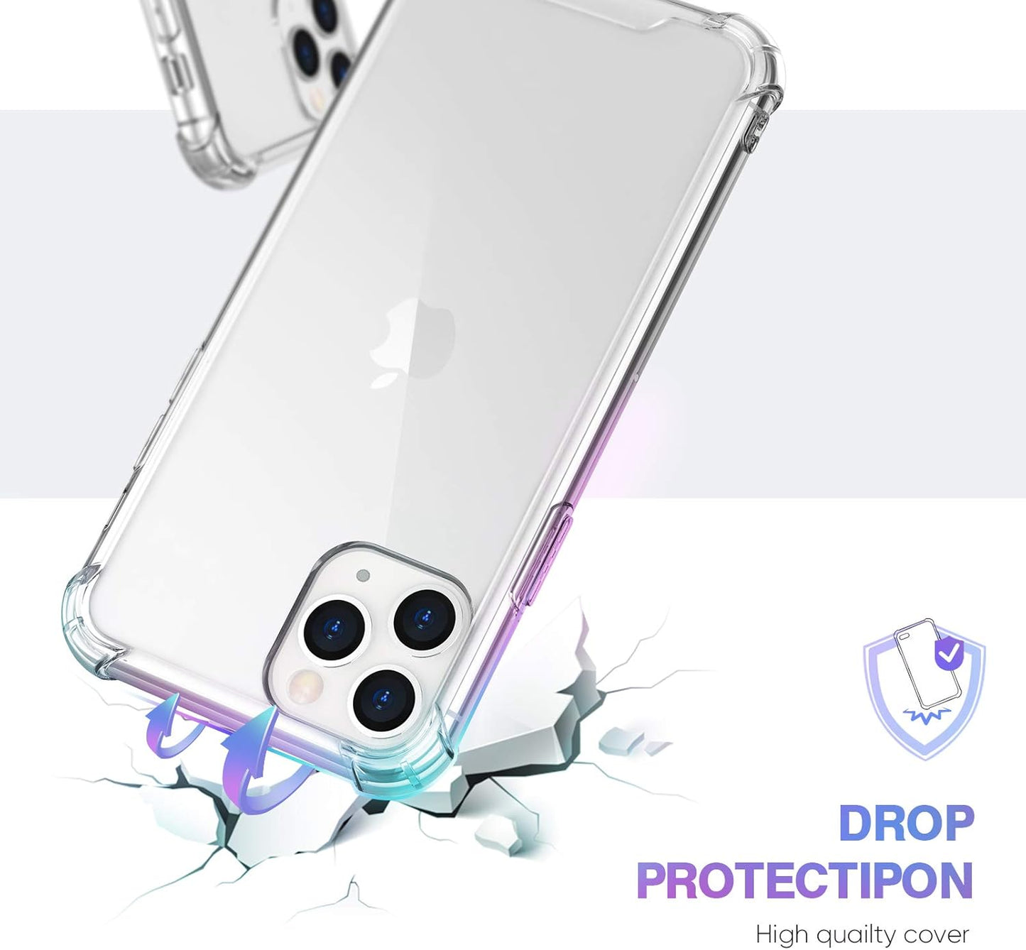 ORIbox Clear Case for iPhone 11 Pro Max - Shockproof Protection with 4 Corners for Women, Men, Kids
