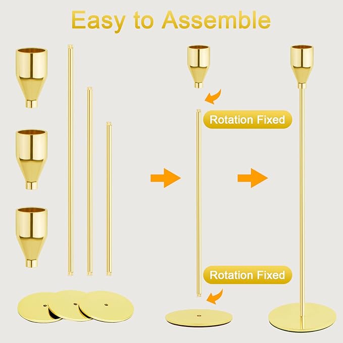 Gold Candlestick Holder Set of 36 for Taper Candles, Decorative Candle Holders Bulk Candle Stick Holders Taper Candle Holders for Table Centerpiece Wedding Dinning Party Anniversary Home Decor