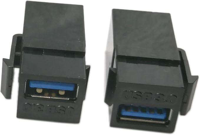 USB 3.0 Keystone Jack Inserts, zdyCGTime (2-Pack) USB 3.0 Adapters Female to Female Connector for Wall Plate Outlet Panel(Black USB 3.0 A)