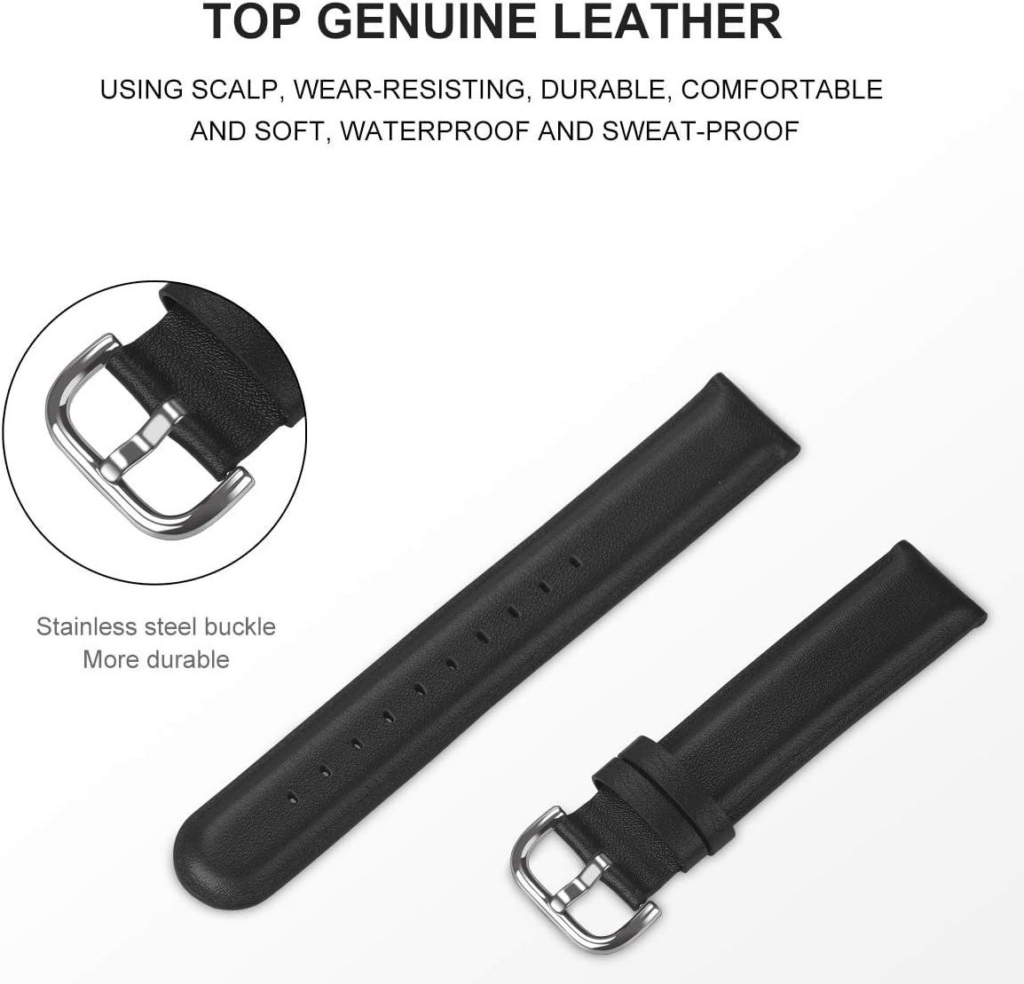 TOOBUR Smart Watch Band, Lamshaw Soft Classic Genuine Leather Replacement Strap for IDW13 1.8" Smart Watch