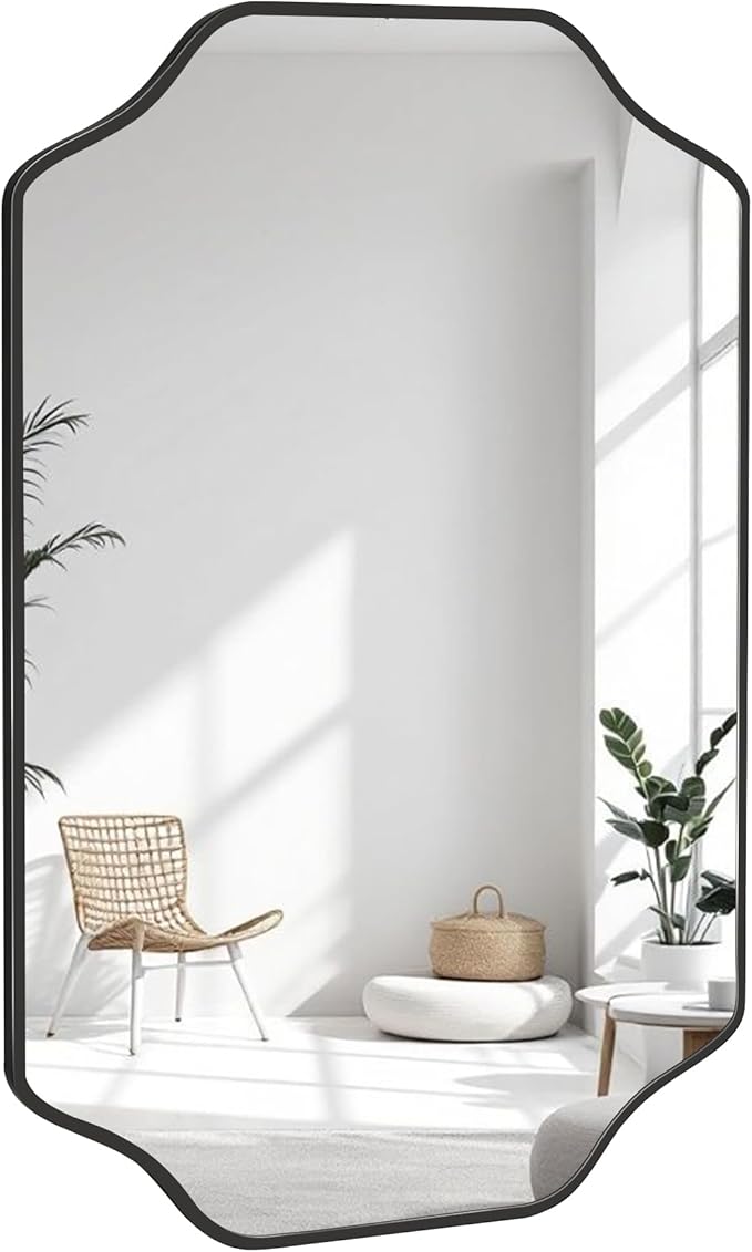 CULER Black Bathroom Wall Mirror,24 x 36 Inch Rectangle Vanity Modern Tempered Glass Mirror for Bedroom,Living Room,Entryway