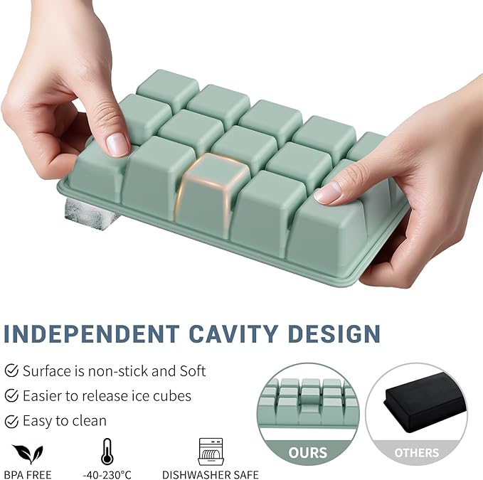 Silicone Ice Cube Tray 3 Pack, HANCELANT Ice Cube Mold, Ice Trays for Freezer with Lid for Whiskey, Baby Food, BPA Free, Easy Release