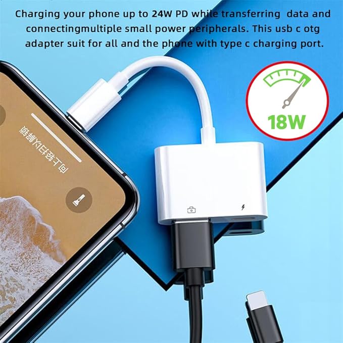 NFHK Type C USB-C to Standard Type-A USB3.0 Female with PD Power Charge Adapter Compatible with MacBook Laptop Tablet Phone