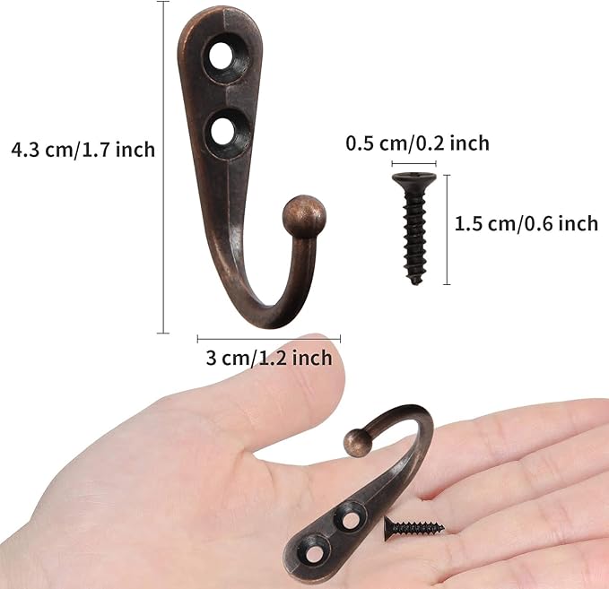 POZEAN 40 Pack Wall Hooks for Hanging, Heavy Duty Small Coat Hooks Wall Mounted for Living Room, Bathroom, Kitchen, Bedroom for Key, Cup, Bag, Hat, Scarf, and More (Oil Rubbed Bronze)