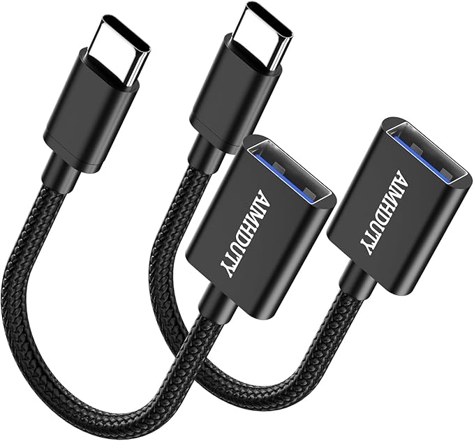 USB C to USB Adapter 2-Pack, USB C Male to USB Female OTG Cable, Nylon Braided, Aluminum Shells, Compatiable for iPhone 17, 16, 15 Series, MacBook Pro/Air, Galaxy S25/S24/S23 and More