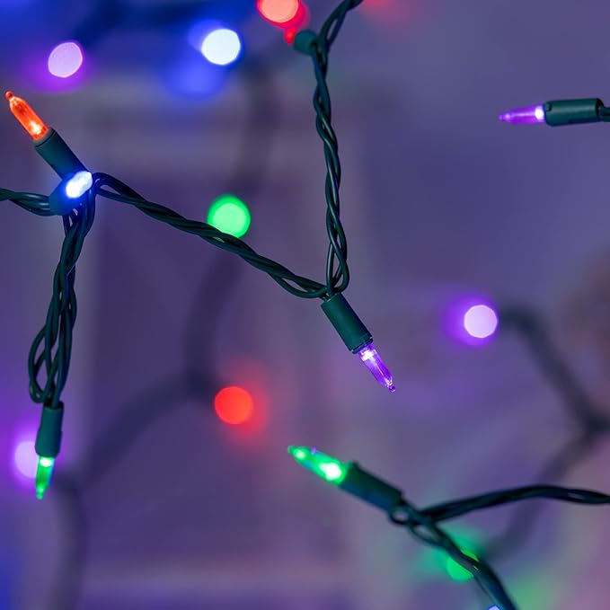 YULETIME 200 Count Multicolor LED Christmas Lights, 66 Feet Green Wire UL Certified Commercial Grade Holiday String Light Set (Multicolor)