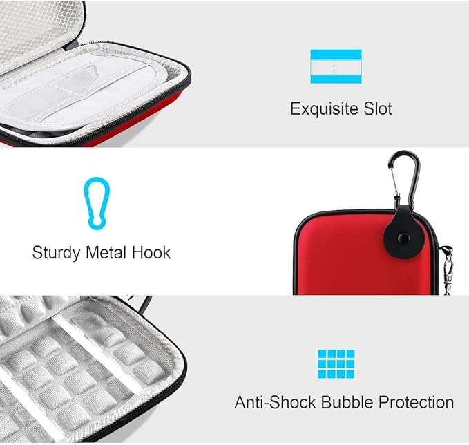 Lacdo Hard Drive Carrying Case for Seagate Portable/Seagate One Touch/Game Drive for PS5 / Ultra Touch Portable External Hard Drive HDD 1TB 2TB 4TB 5TB USB 3.0 Shockproof Travel Bag, Red