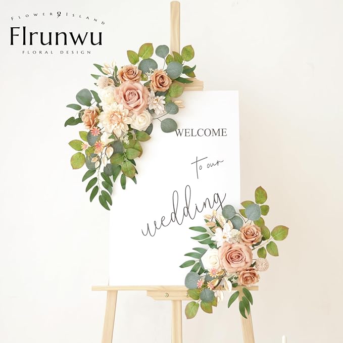 Flrunwu(Pack of 2 Artificial Flowers Decorations,Centerpieces for Wedding Reception Backdrop Decoration, Floral Decor Wall Home Entryway OutdoorDecorations (Terracotta)