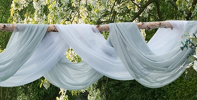 LinenZone Silver Window Scarf Valance in 288 Inch Size. Use Window Scarves as Canopy Bed or Backdrop Curtains, Curtain Scarf, or Sheer Fabric for Draping. (Amazing 55 x 288, Silver)