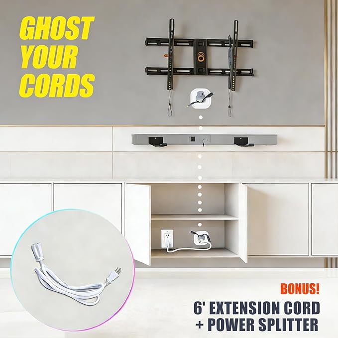 in Wall Cable Management Kit for TV & Soundbar - Cord Hiding for Wall, Hide TV Wires When Mounting, Includes Power & Low Voltage Cable Management, Includes Hole Saw Drill Attachment for Install