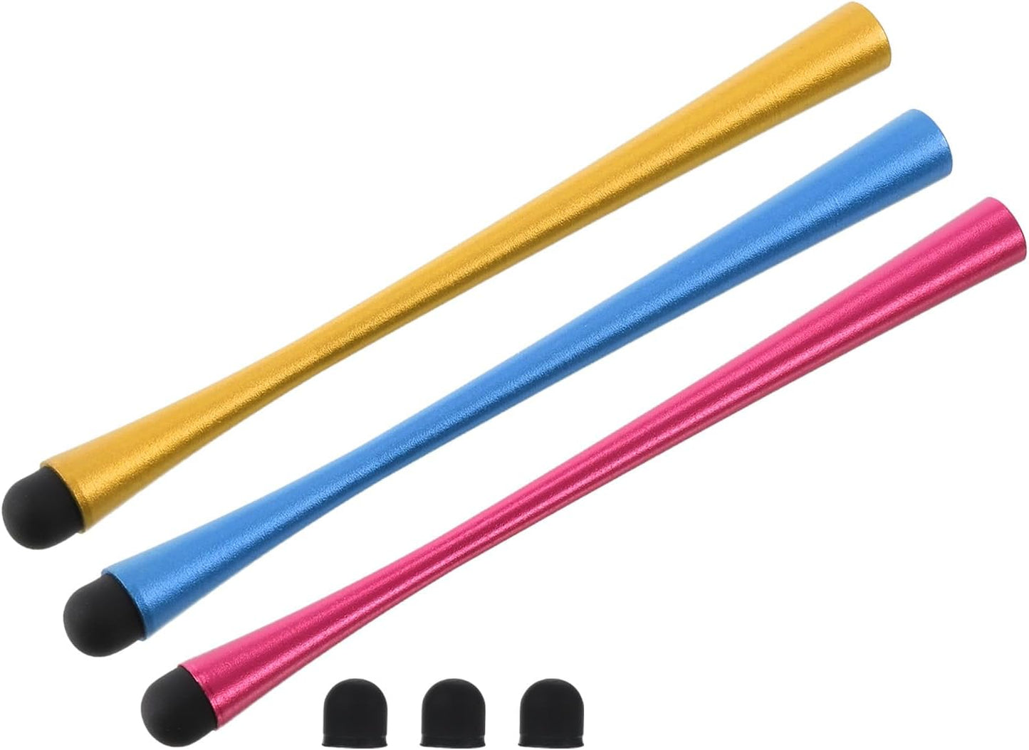 MECCANIXITY 3pcs Stylus Pens for Touch Screens, Slim Universal Capacitive Pen with 3 Extra Tips, Blue/Gold/Red