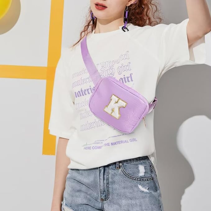 YOOLIFE Gifts for Girls - 5-16 Year Olds, Preppy Teen Girl Gifts, Purple Initial Crossbody Bag