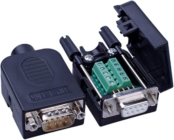 10PCS DB9 Female Breakout Connector,DB9 Solderless RS232 D-SUB Serial to 9-pin Port Terminal Adapter Connector Breakout Board with Case Long Bolts Tail Pipe