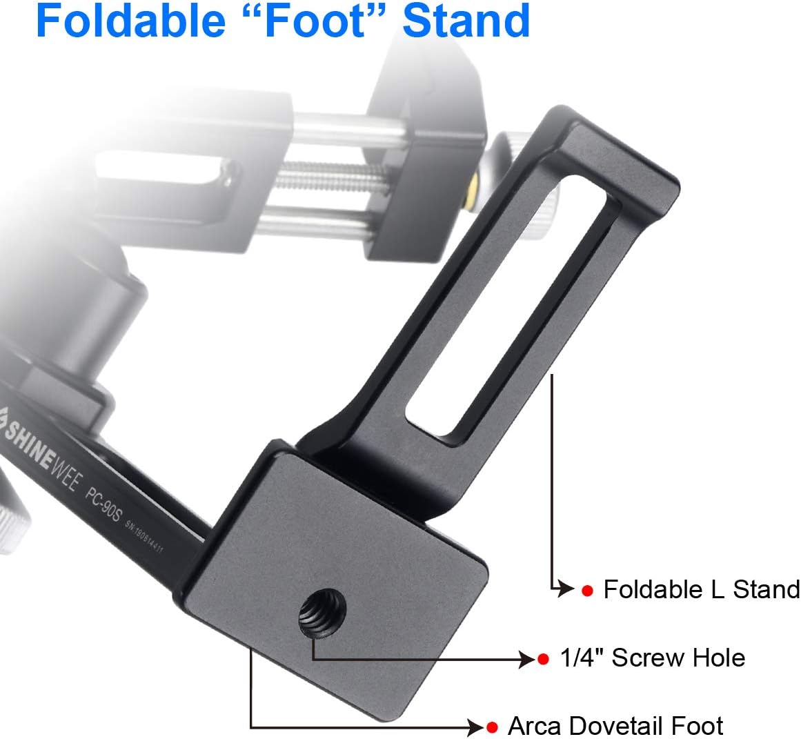 Metal Phone Tripod Mount Adapter, Phone Holder Stand with Arca Swiss and 1/4" Screw Mount, 360 Degree Rotate