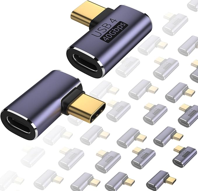90 Degree Right Angle USB C Adapter 40Gbps Data Transfer USB 4.0/Thunderbolt 4 Type C Male to Female Connector Extender for Mobile Phone, Switch, Steam Deck, Tablet, Laptop (12 Pack)