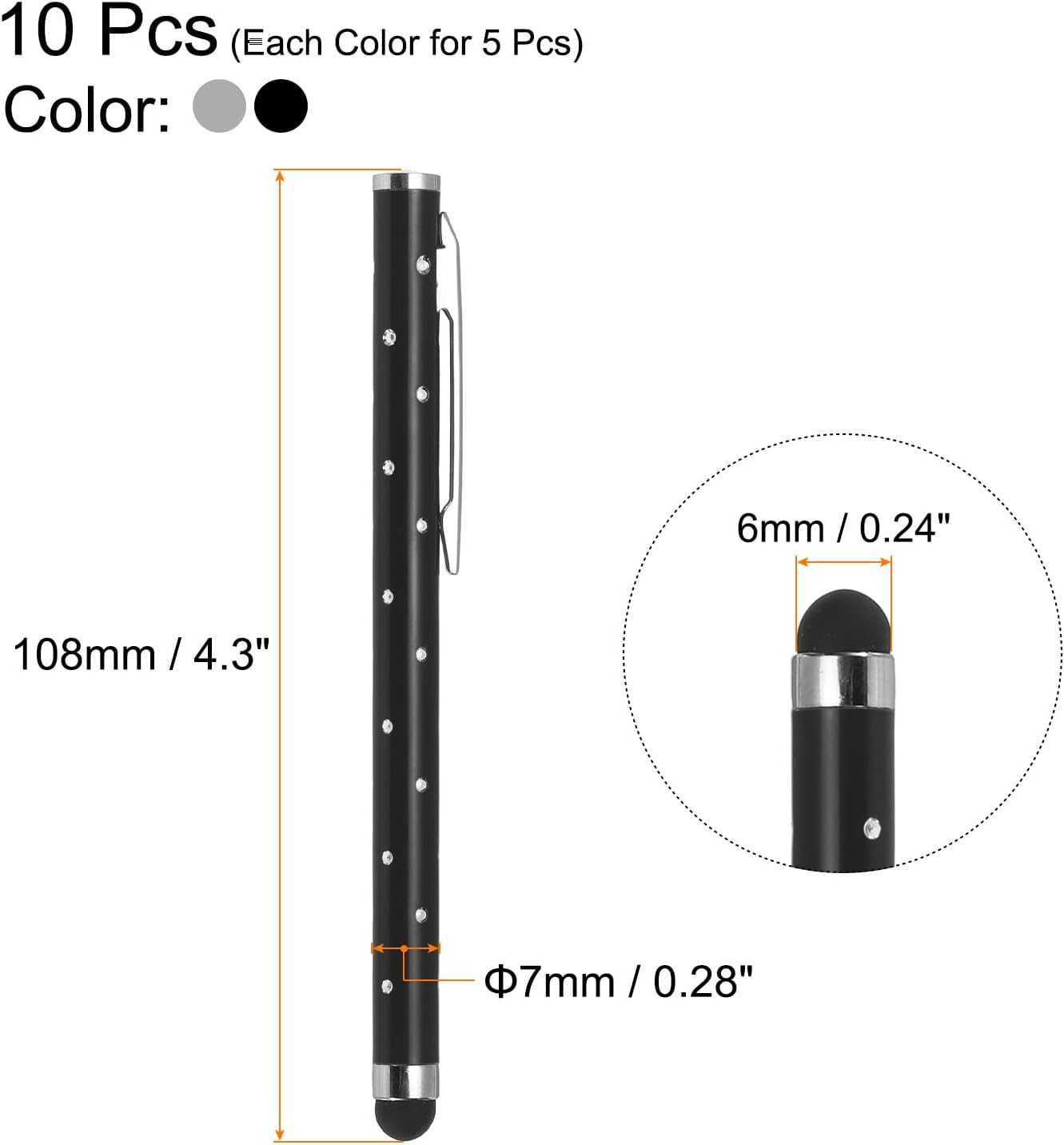 MECCANIXITY 10pcs Glitter Rhinestone Stylus Pens for Touch Screens, Universal Metal Capacitive Pen for All Capacitive