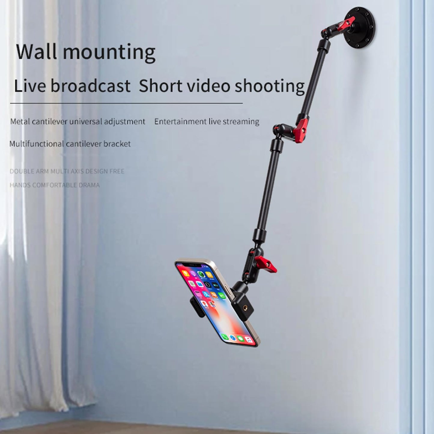 Magic Arm Adjustable Mobile Phone Holder for Desk, Wall, Ceiling Mount Bracket for Smartphones