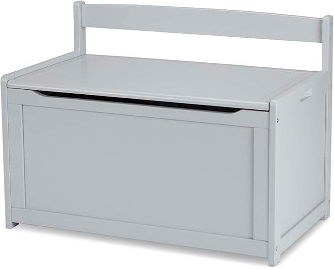 Melissa & Doug Toy Chest, Wooden Toy Storage Box with Safety-Hinged Lid, Kids Toys Storage Organizer for Playroom, Bedroom, & Montessori Classroom Furniture for Boys & Girls Ages 3+, Gray