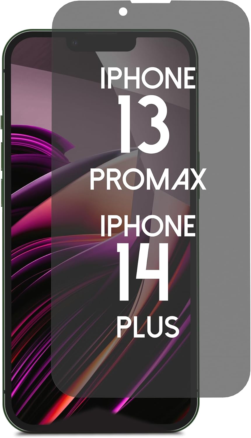 Privacy Screen Protector for iPhone 14 Plus/13 Pro Max - Blue Light Blocking Tempered Glass with Alignment Tool
