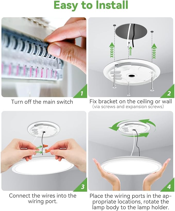 zemty 12 Inch White Flush Mount Ceiling Lights Super Slim 28W 3200lm LED Light Fixture, Warm Natural Cool White Selectable Lighting Fixture for Bedroom, Kitchen, Basement