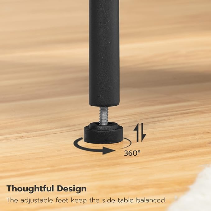 HOOBRO Side Table with Charging Station, End Table with USB Ports and Outlet, Nightstand with 2-Layer Storage Shelves for Small Spaces, Living Room, Bedroom, Stable Frame, Greige and Black BG09UBZ01