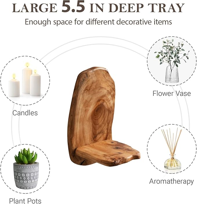 Wall Sconce Candle Holder, Wall Mount Wooden Candle Holders, Rustic Wall Decor for Bathroom Bedroom Living Room, Set of 2