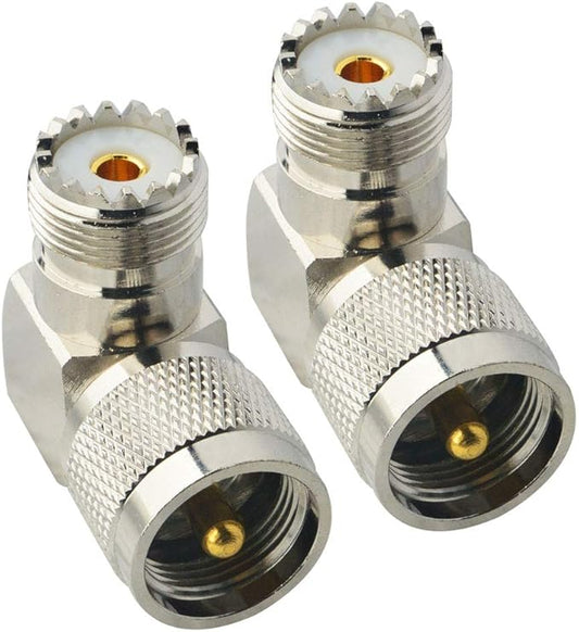 Boobrie UHF Connector Right Angle Coax Connector UHF Male Plug PL259 to UHF Female Jack SO239 90 Degree L Shape Low Loss Coax Cable Connector RF Antenna Adapter Pack of 2