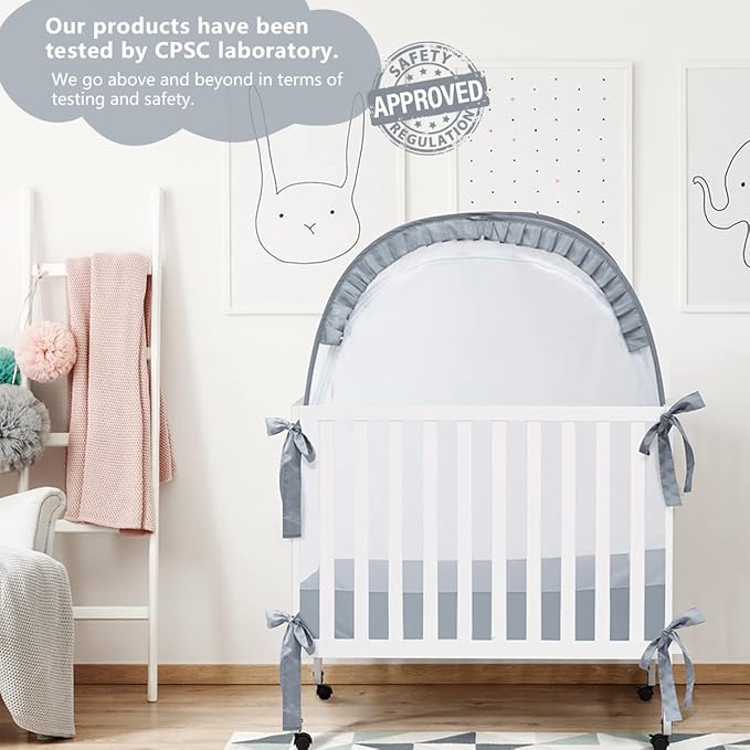 Pack N Play Tent, Baby Pop Up Crib Tent to Keep Baby in, Crib Net for Pack and Plays, Mini Cribs & Play Yards (39.6" L x 27.6" W x 49.2" H)
