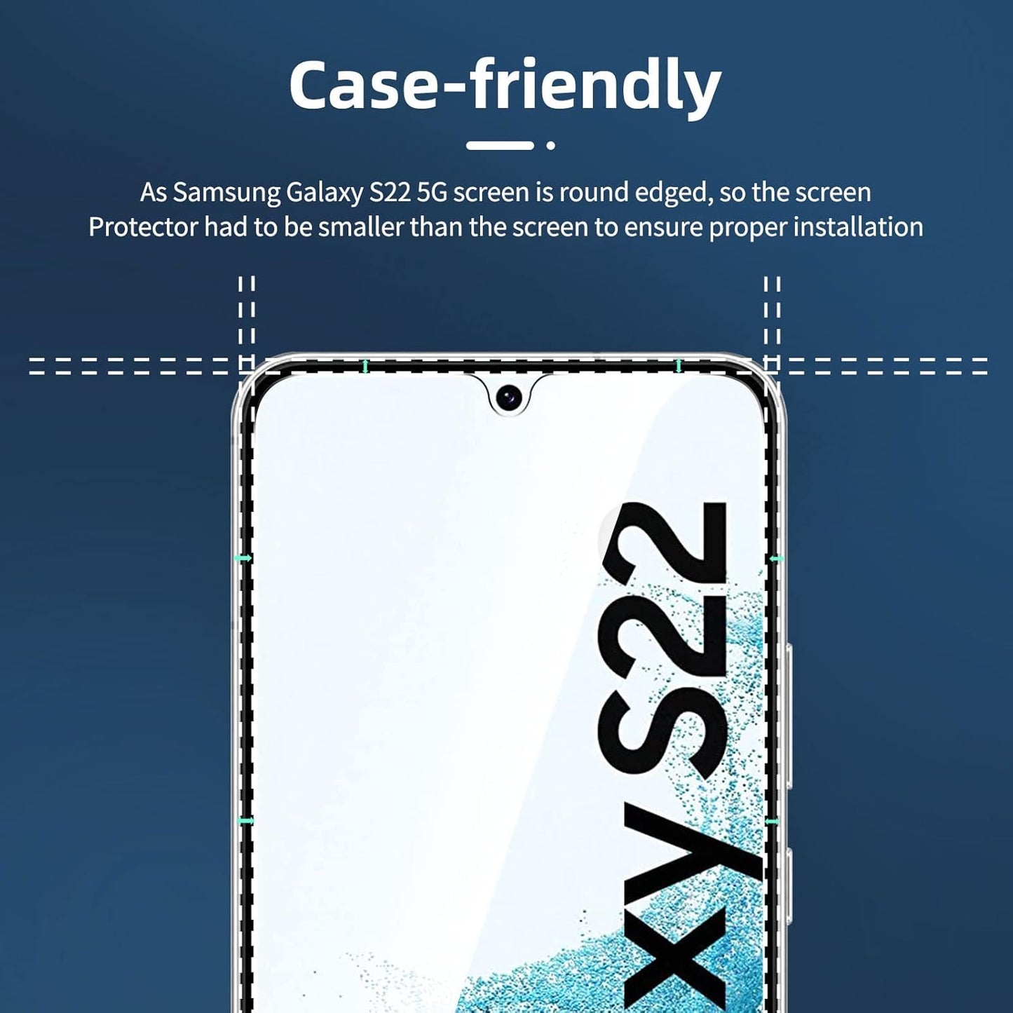 NEW'C [3 Pack] Tempered Glass Screen Protector for Samsung Galaxy S22 5G, Case Friendly, Anti Scratch, Bubble Free