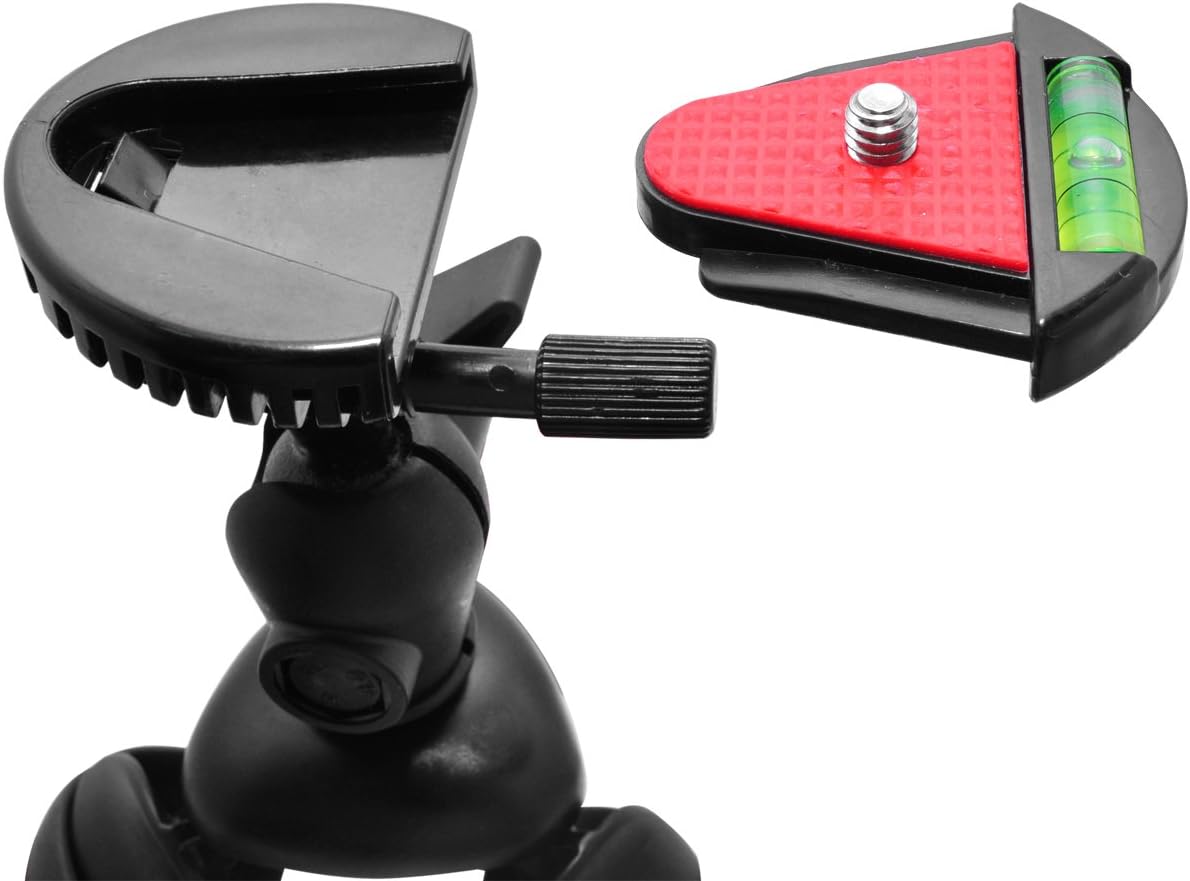 Xit XT12FLXTR 12-Inch Flexible Tripod, Quick Release Plate, Bubble Level, Wrapable Legs (Red/Black)
