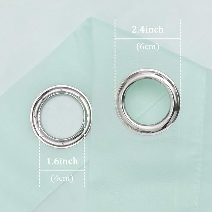 KEQIAOSUOCAI Aqua Sheer Curtains -Seafoam Green Grommet Voile Sheer Drapes Airy Curtain Panels with Light Filtering Window Treatment for Boy's Bedroom(2 Pieces,54 Wide x 63 Long inches)