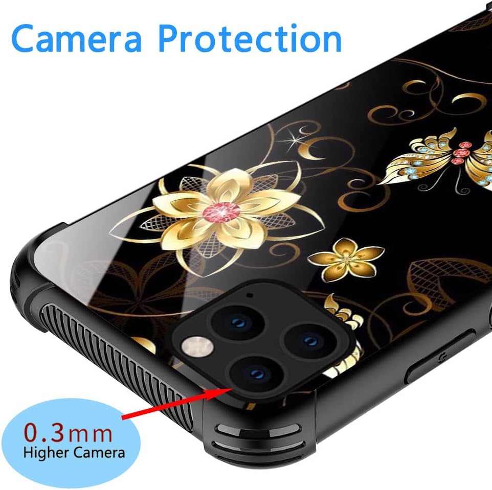 DJSOK Compatible with iPhone 12 Pro Max Case, Anti Scratch Soft TPU Cover with Design Pattern, Golden Flower