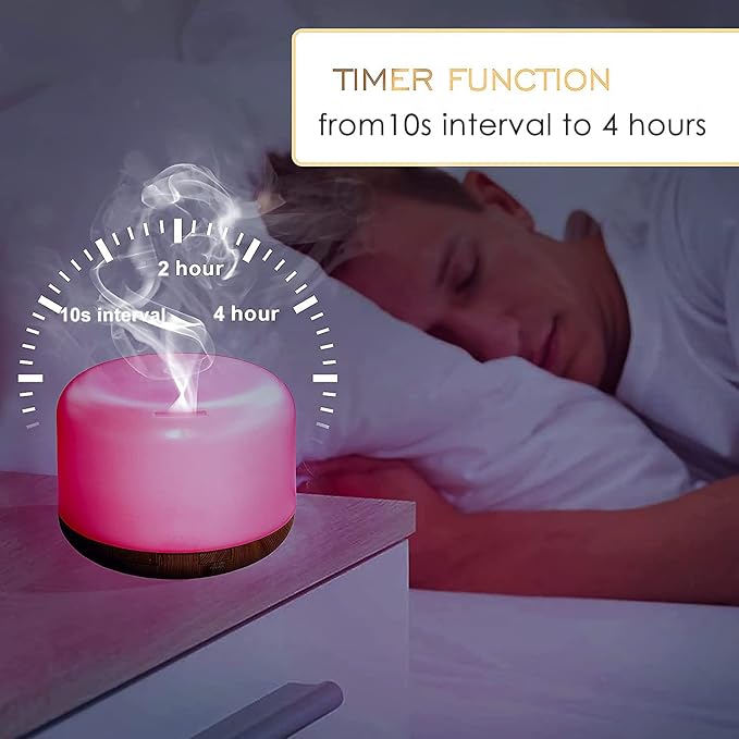 Oil Diffuser Humidifier 300ML,Electric Ultrasonic Air Aroma Diffusers Vaporizer,Scent Mist Defuser with Remote,Auto-Off,7led Color Changing Light for Large Bed Room,Home,Office