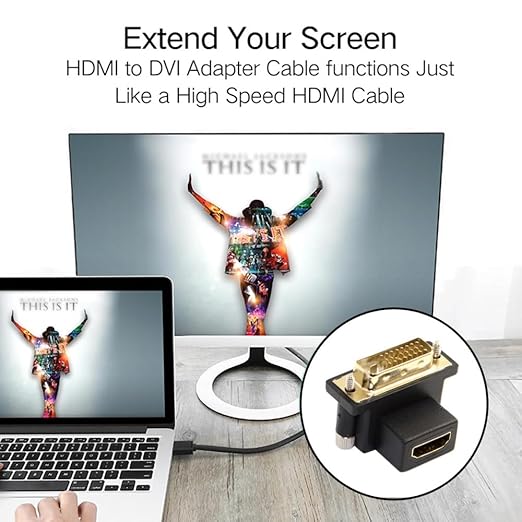 cablecc 2pcs/Set DVI Male to HDMI Female 4K Adapter Up & Down Angled 90 Degree for Computer HDTV Graphics Card