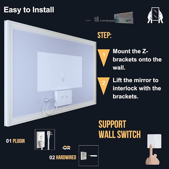 LED Bathroom Mirror 20"x 28", Front Lit and Backlit Mirror Bathroom with Lights,Stepless Dimmable,Anti-Fog, Shatter-Proof, Memory, 3 Colors Led Vanity Mirror (Horizontal/Vertical)