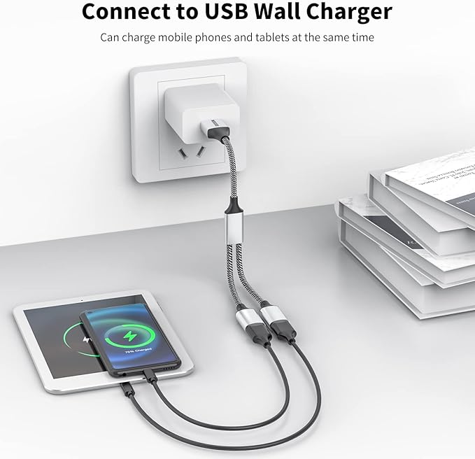 MOGOOD USB Splitter Cable USB y Splitter Adapter Dual USB 2.0 Power Cord Extension for Charging/Data Transfer/Laptop/Mac/Car