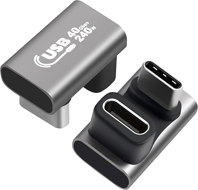 U Shape USB C Adapter 2-Pack, 180 Degree Angle USB4 USB C Male to Female Extender Connector Support PD 3.1 240W Type C Fast Charging,40Gbps,8K HD Display, for iPhone 17/16 Series, MacBook Pro, iPad