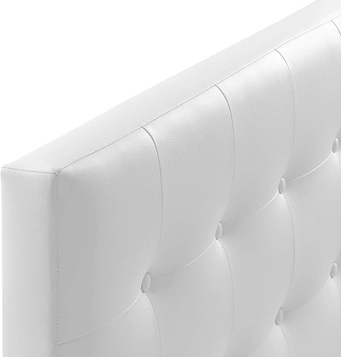 Modway MOD-5173 Emily Tufted Button Faux Leather Upholstered Full Headboard in White
