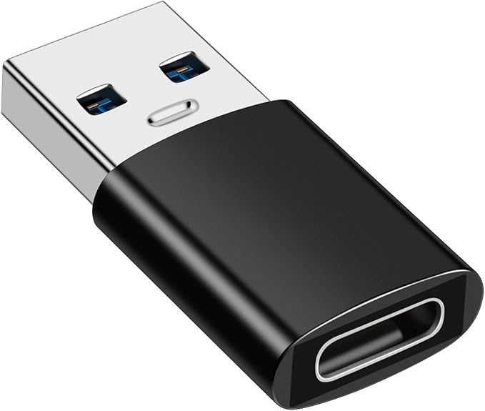 USB to USB C Adapter, USB C Female to USB 3.1 Male Adapter 10Gbps Compatible with iPhone 17 16 15 14 13 12, Samsung Galaxy S25 S24 S23 S22 S21, MacBook, PC, Laptop (Black)