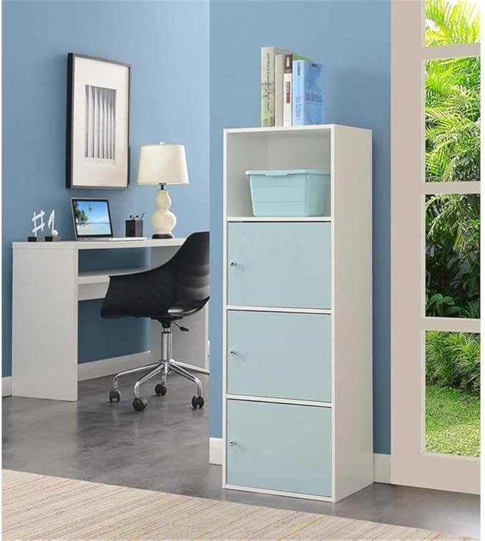 Convenience Concepts Xtra Storage 3 Door Cabinet with Seafoam and White Wood Finish