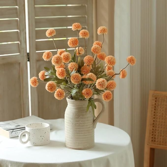 Artificial Flowers for Vases 20.5 Inch 10 Stems， Silk Dried Fake Mums Bouquet Indoor Faux Floral Arrangements for Decoration (Yellow)