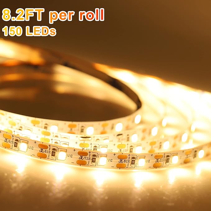 16.4FT Warm White LED Strip Light with USB Plug + Battery Box Operated, 3000K Soft White Ribbon Strip, Adhesive 300LEDs Flexible Strip Tape for Kitchen Bedroom Under Cabinet TV Computer