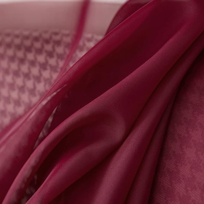 MIULEE Christmas Sheer Window Scarf Valance, Voile Topper Long Window Treatment, Wedding Arch Drapes for Ceremony Canopy Bed, Swag Curtain Scarf Decoration One Panel, 54 x 144 Inches Long, Maroon Red